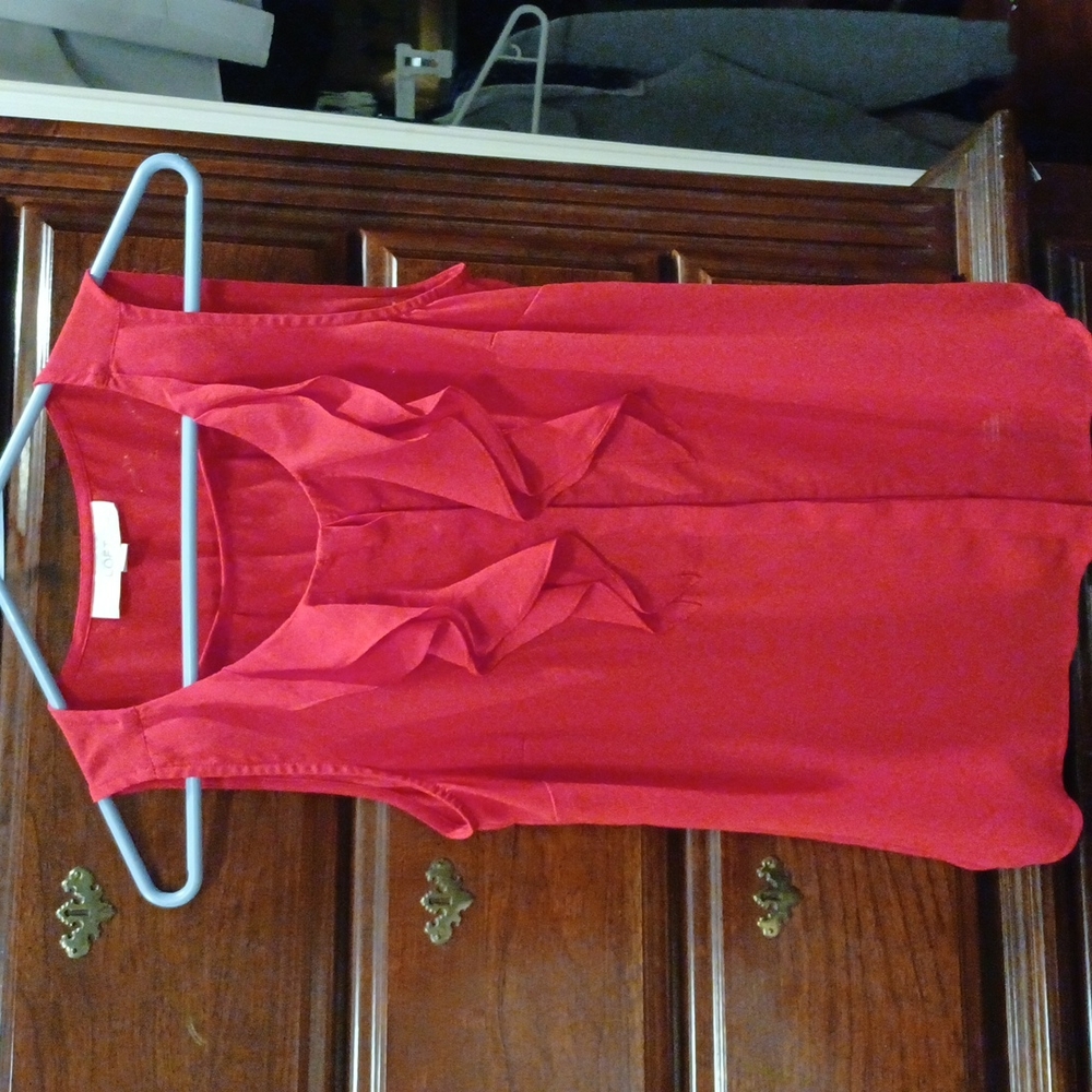 Loft, lipstick-red silky blouse